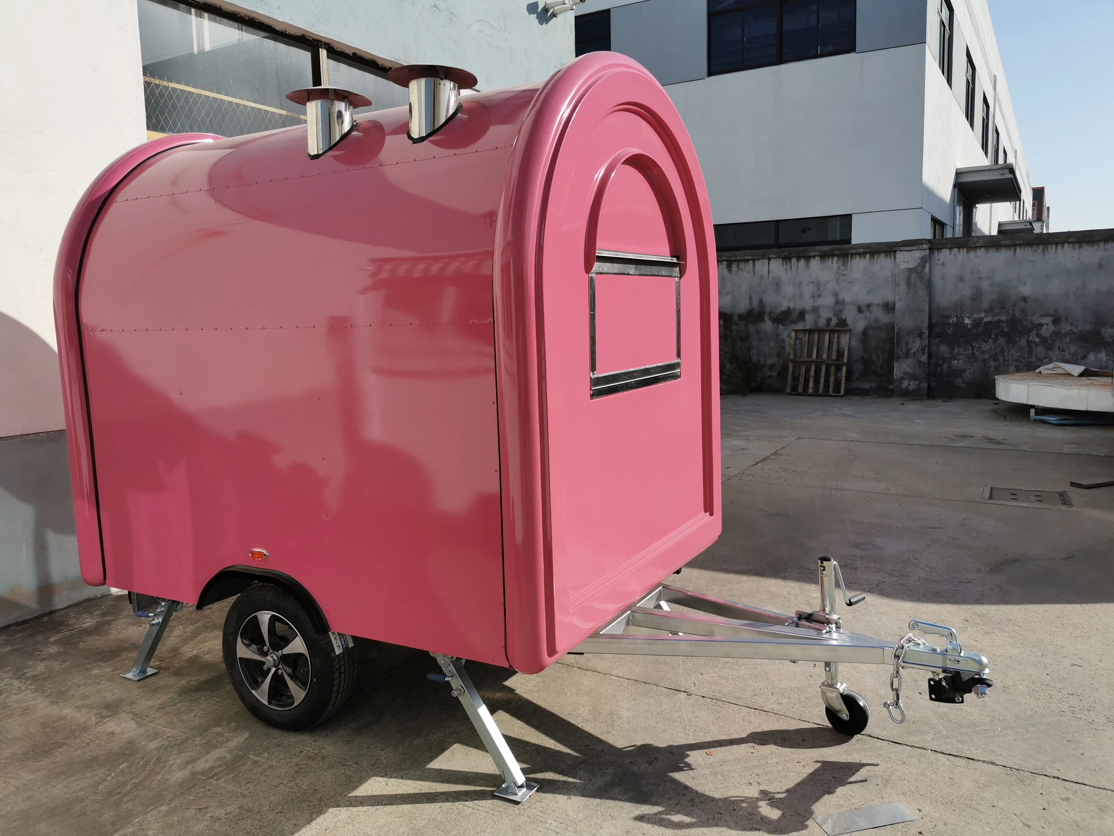 Pink Compact Durable Heavy Duty Single Axis Fiberglass/Galvanized Steel Customizable Food Trailer 2/4 Wheel Mobile Kitchen Use 1