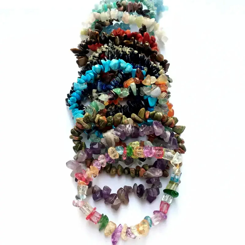Wholesale 5-8MM Natural Stone Irregular Amethyst Agate Crystal Gravel Elastic Bracelet Women's Yoga Fashion Lucky Jewelry