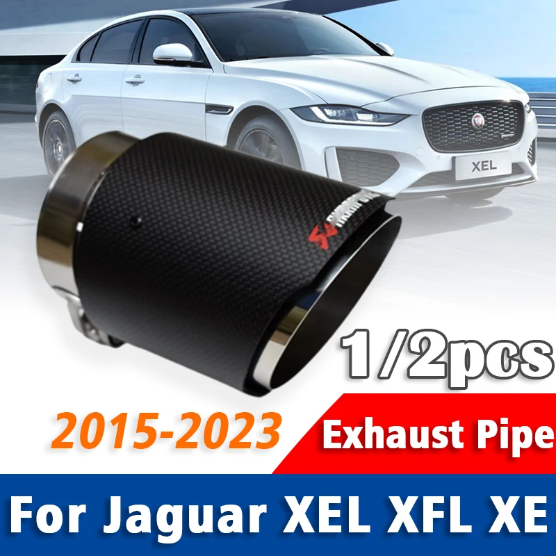 1/2Pcs Carbon Fiber + Stainless Steel Exhaust Pipe Muffler Tailpipe Muffler Tip For Jaguar XEL XFL XE 2015 2016-2023 Accessories