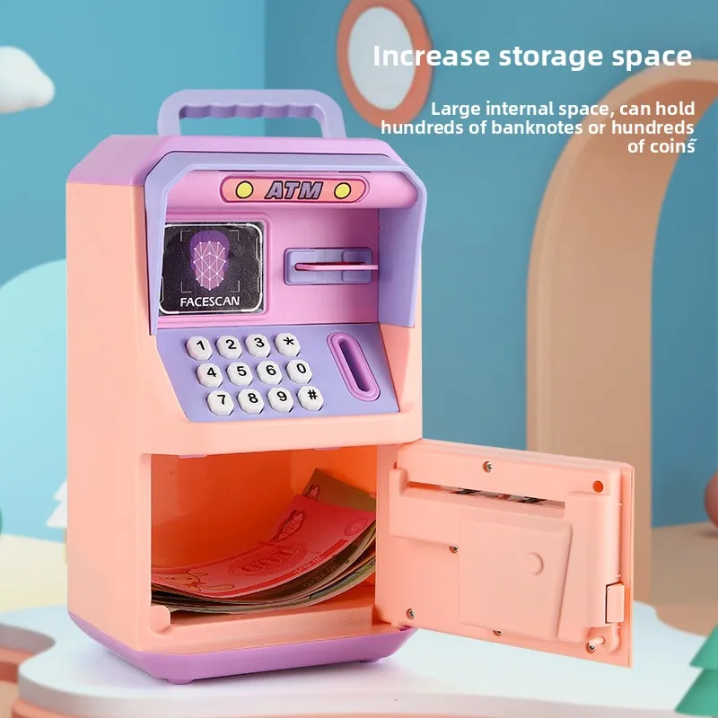 Simulated Smart ATM Money Box Only In No Out Face Recognition Children Large Anti-Fall Password Money Box