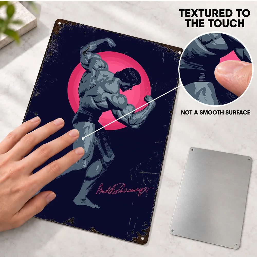 Arnold Schwarzenegger Bodybuilding Printed Poster Personalized Aluminum Metal Sign Vector Illustration Wall Art For Home Gym