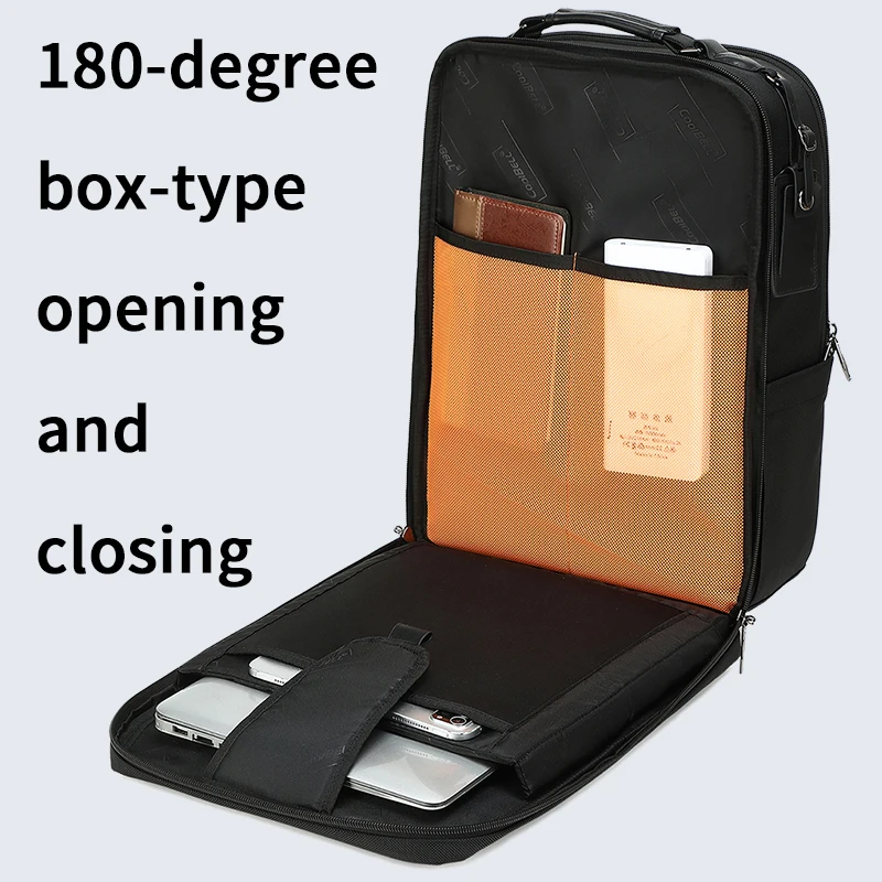 180° Full Open Clamshell Large Capacity 15.6 Inch Laptop Backpack Waterproof Business Travel Backpack with USB Charging Port
