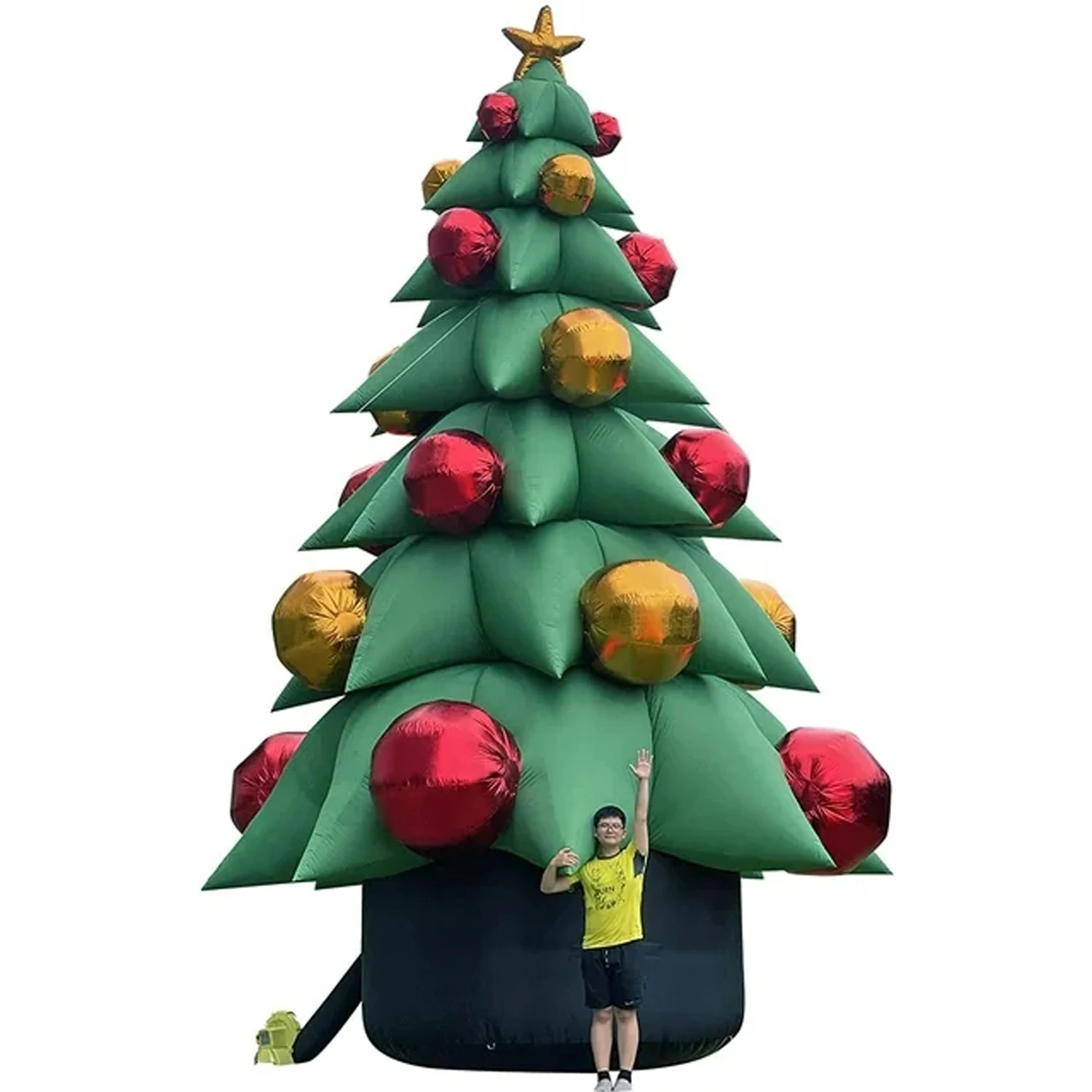 Arbre de noël gonflable artificiel de 26 pieds de haut, avec coffrets cadeaux et étoile, décoration extérieure et intérieure pour fête de vacances, cour