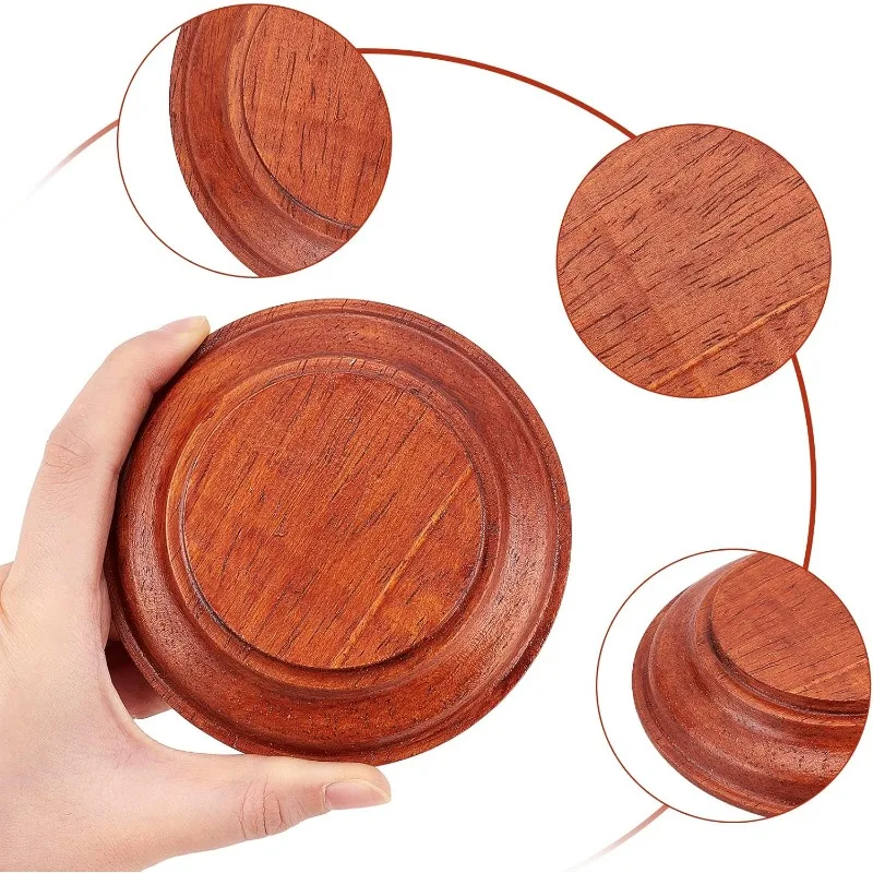 1pcs Nature Wood Display Base Round Orange Red Wooden Base 3.8x0.8 inch Wood Display Stand Wooden Pedestal for Figure Toy Model