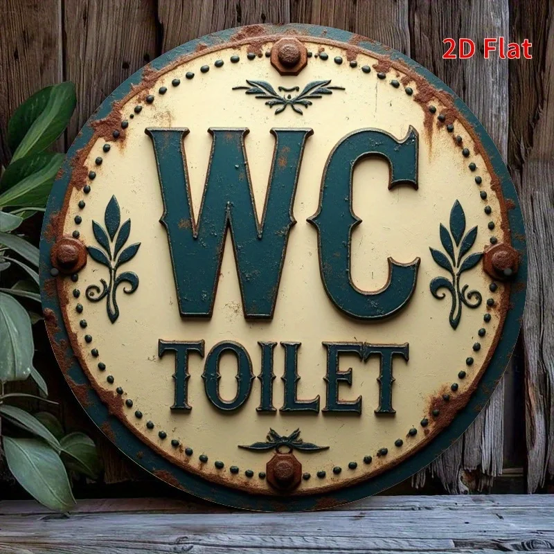 2D Flat Printing, 1pc, Wooden Toilet Potty Round Sign, Suitable for Terrace, Porch, Garage, Home, Cafe, Men'S Cave, Shop, Farm,