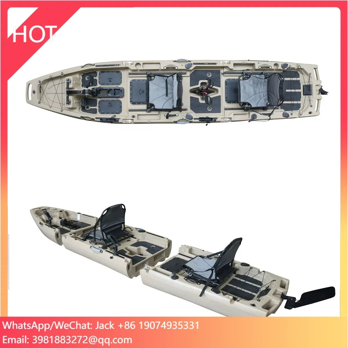 Vicking Factory Price Adult Recreational Kayak & Canoe Water Sports Fishing Boat Modular PVC Material