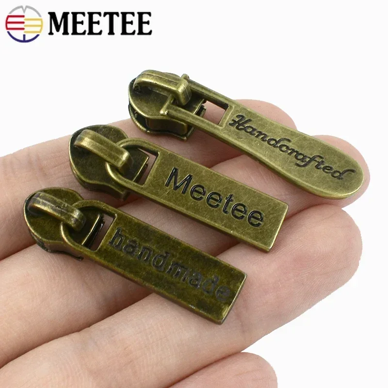 10–50 Stück Meetee 5 #   Metall-Reißverschlussschieber für Nylon-Reißverschlüsse, Klebeband, Tasche, Kleidungsstück, Reißverschlüsse, Abzieher, Kopf, Reißverschluss, Reparaturset, DIY-Nähzubehör