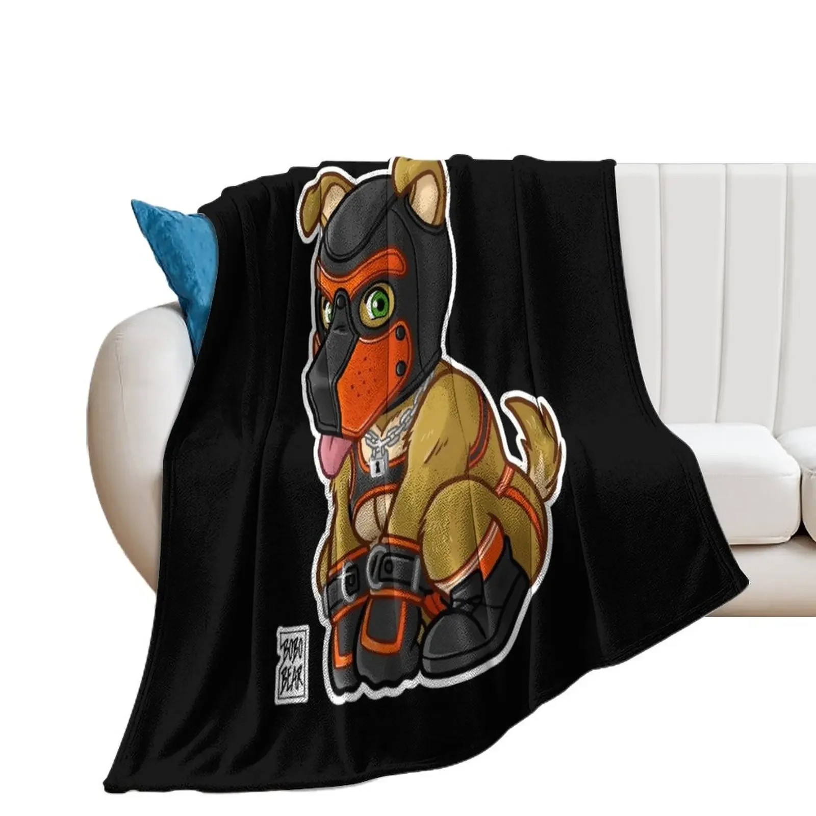 PLAYFUL PUPPY - ORANGE MASK - BEARZOO SERIES Throw Blanket Soft Big Bed Fashionable Flannels Blankets