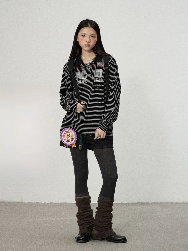 

Achihara Matata 2.0 Women's irt 20 Stripes Base Layer Top Cotton Linen Long Sve Autumn Winter Inner Outer Wear