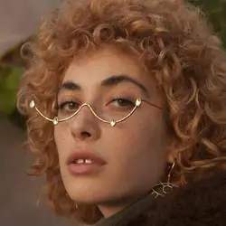 Simple Water Drop Metal Eyeglasses Frame Y2k Girl Eye Decoration Fashion Designer Coquette Rhinestone Face Jewelry Nightclub
