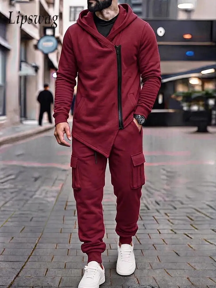 tenues-deux-pieces-pour-hommes-mode-automne-hiver-couleur-unie-manches-longues-et-pantalons-ensembles-vintage-survetements-chauds-a-capuche-pour-hommes