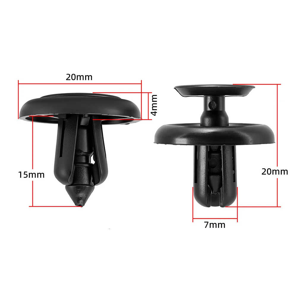 Car Buckle Push Rivet 7mm Black Plastic Auto Fasteners Rivets Clips for Toyota for Prius for Lexus Vehicle Bumpers Trim Clips