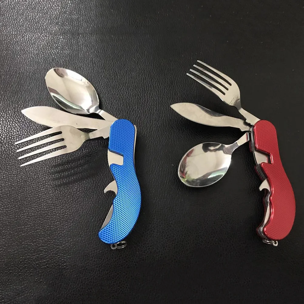 

1 set Folding Fork Spoon Chopsticks Set Portable Travel Camping Tableware Lightweight Stainless Steel Outdoor Cutlery Set