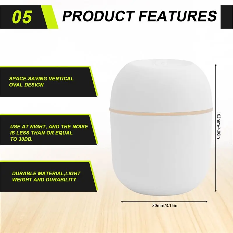 BAAM-Air Humidifier USB Small 220Ml Mini Portable Cool Mist Diffuser For Bedroom Office Desk Car Travel Aroma Atomizer