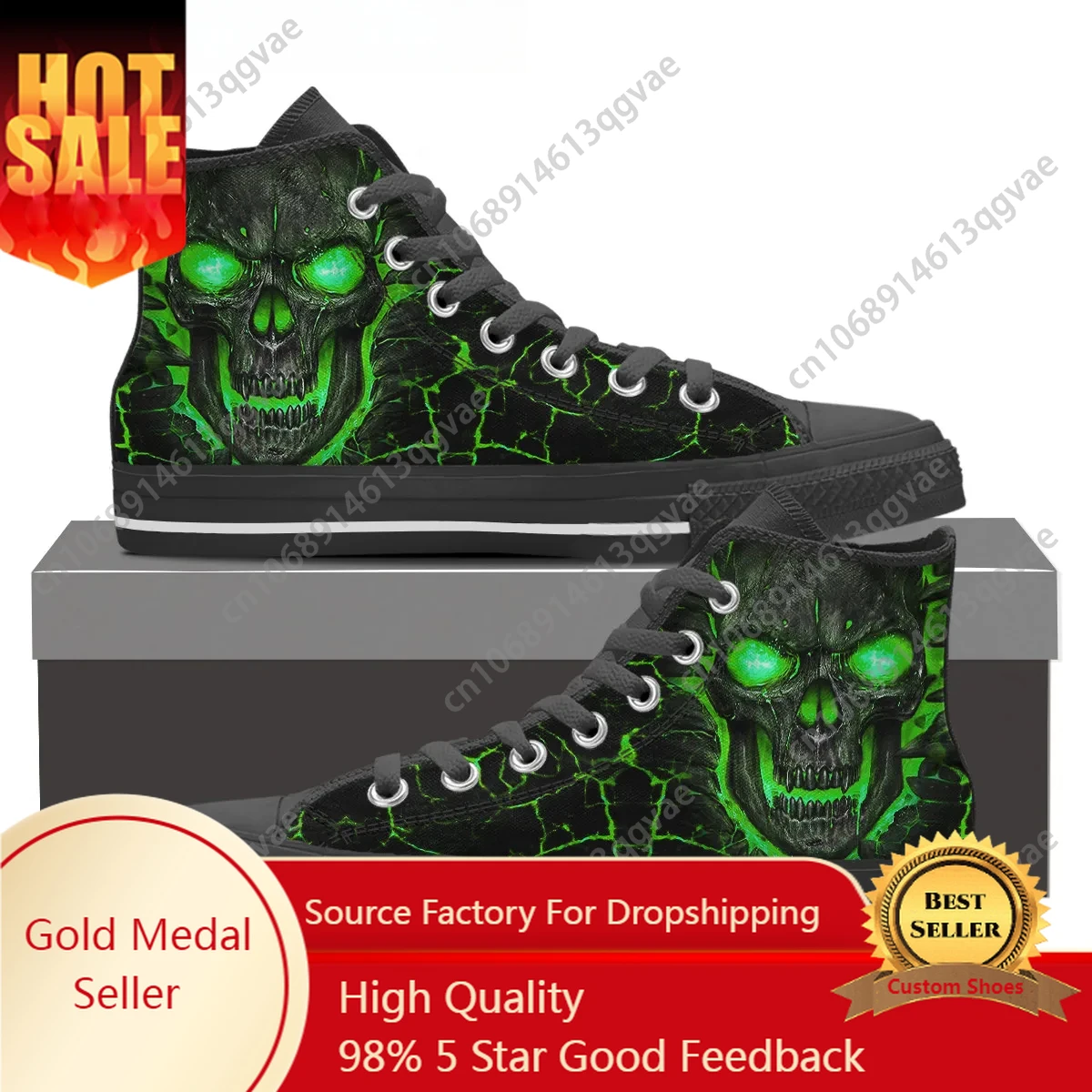 

Canvas High Top Flat Shoes For Man Green 3D Lava Skull Print Casual Lace Up Sneakers For Male Comfort Zapatos Hombre