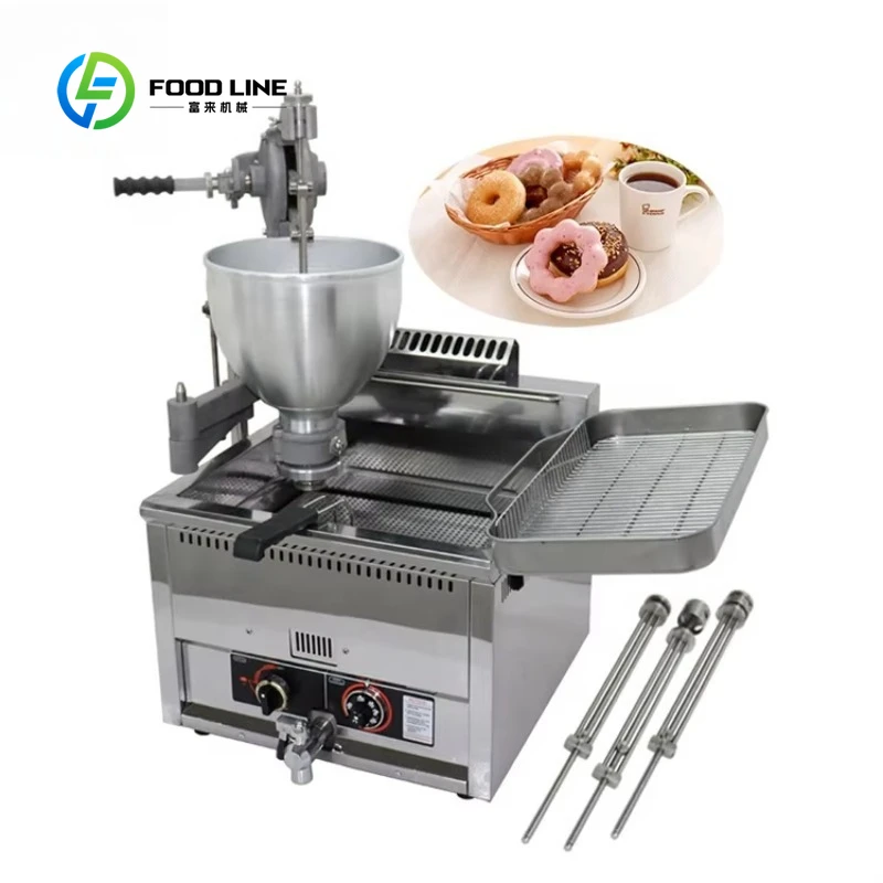 

Customized High Quality Commercial 3 Molds Mini Ball Donut Maker Machine Gas Fryer For Dessert Shop