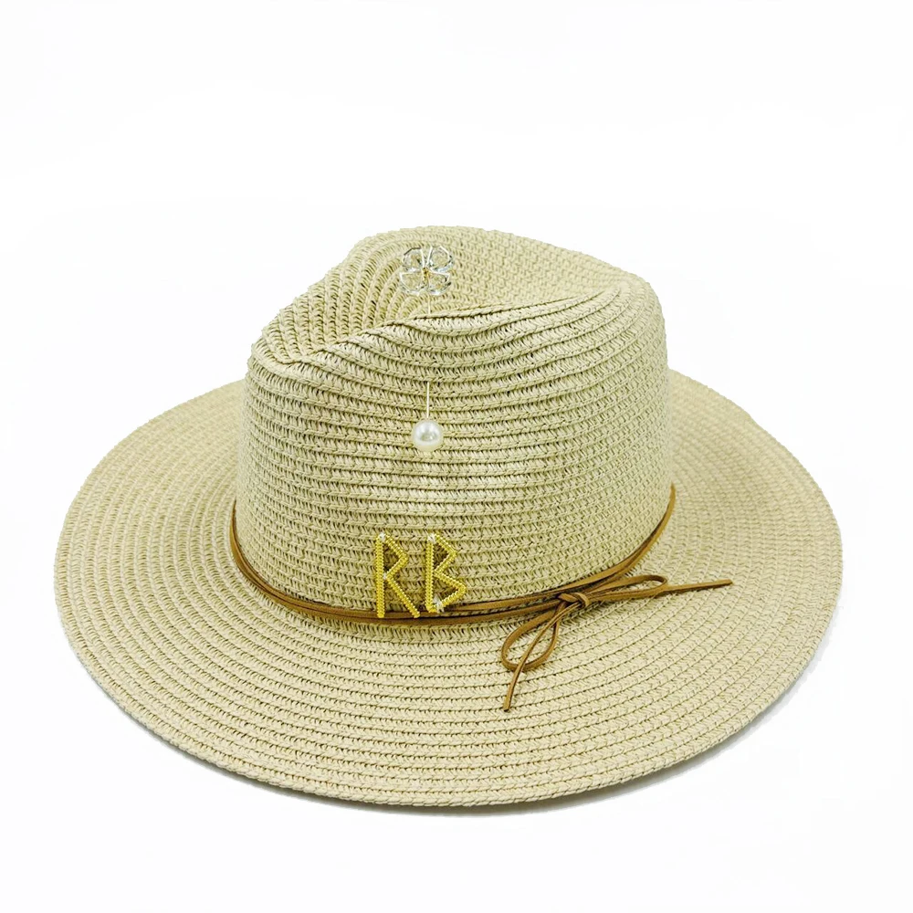 المرأة الصيف بنما الجاز قبعة الموضة المعدنية RB رسالة القش قبعة المرأة في الهواء الطلق عطلة الشاطئ قبعة الشمس الشاطئСНКНТНКАКАМСНТНКАМС #2