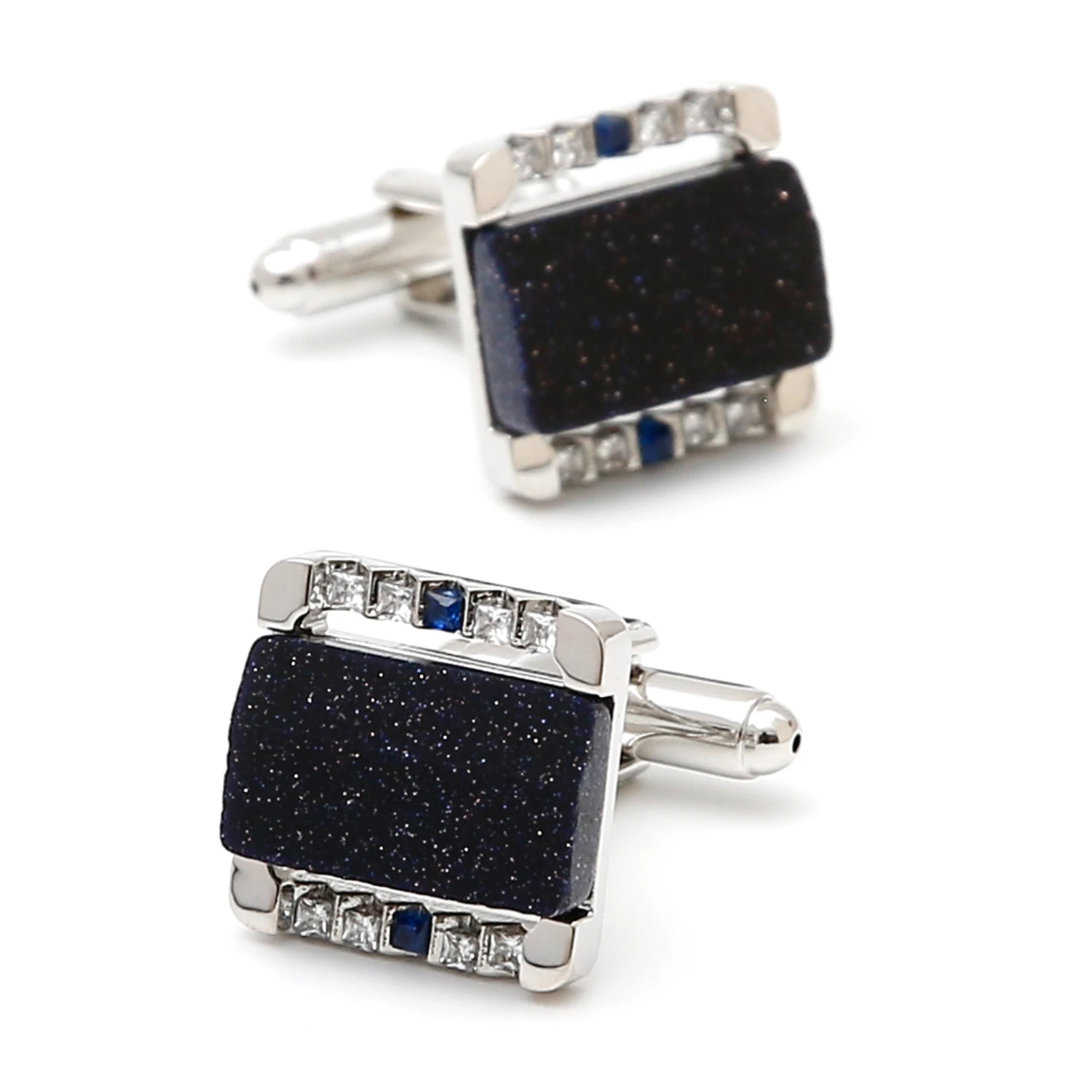 

Cufflinks for Men TOMYE XK23036 Cute Blue Crystal and Rhinestone Silver Color Copper Square Dress Shirt Cuff Links Jewelry