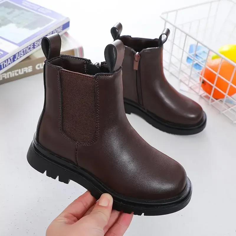 Kids Ankle Boots for Boys Girls Unisex Chelsea Boots Side Zipper Fashion Classic Anti-skid Autumn Winter Children Rubber Boots