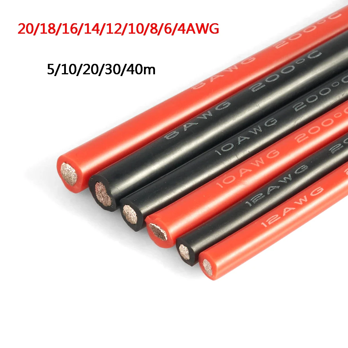 

Silicone Cable Red Black Wire Car Battery Automotive Wiring 20 18 16 14 12 10 8 6 4 AWG Electrical Wires For Solar Panel UPS