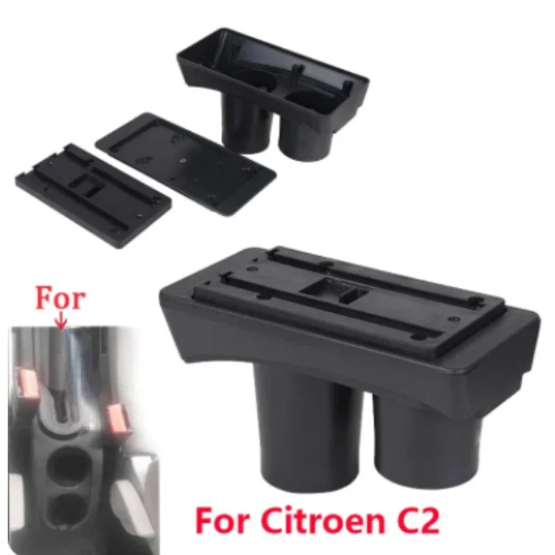 NEW For Citroen C2 Armrest Box For Citroen C3 C2 Car Armrest Storage Box Cup Holder Modification Universal Car Accessories USB