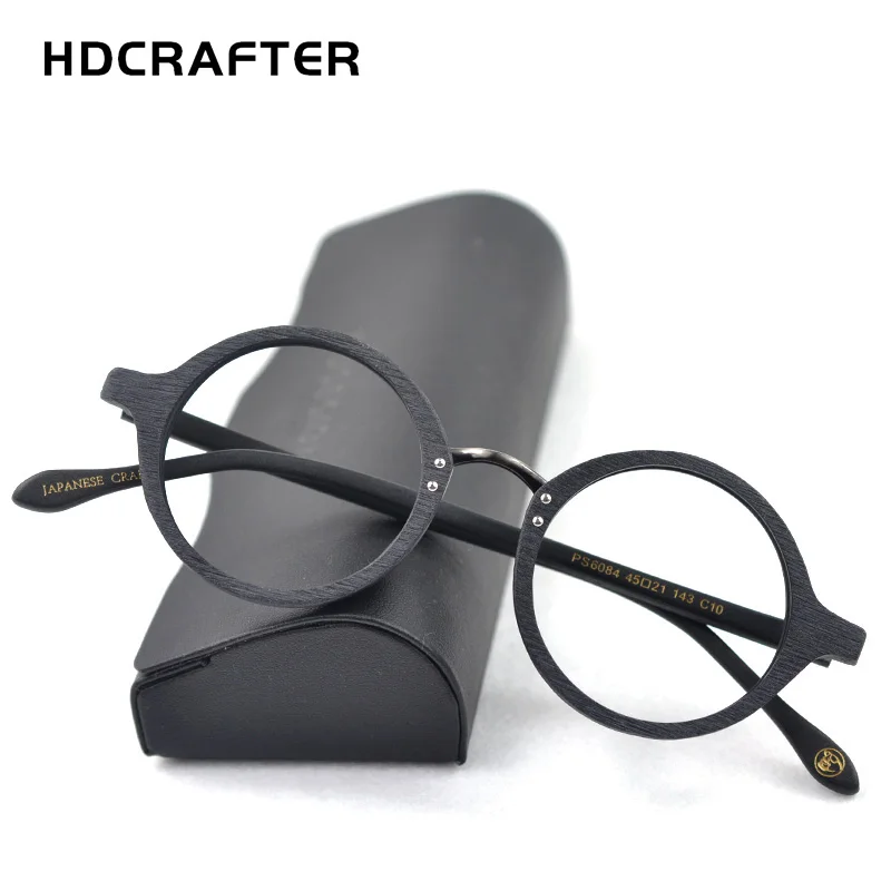 

HDCRAFTER Optical Glasses Frame Men Round Wood Clear Lens Eyeglasses Frames Prescription Recipe Men Reading Glasses Spectacles