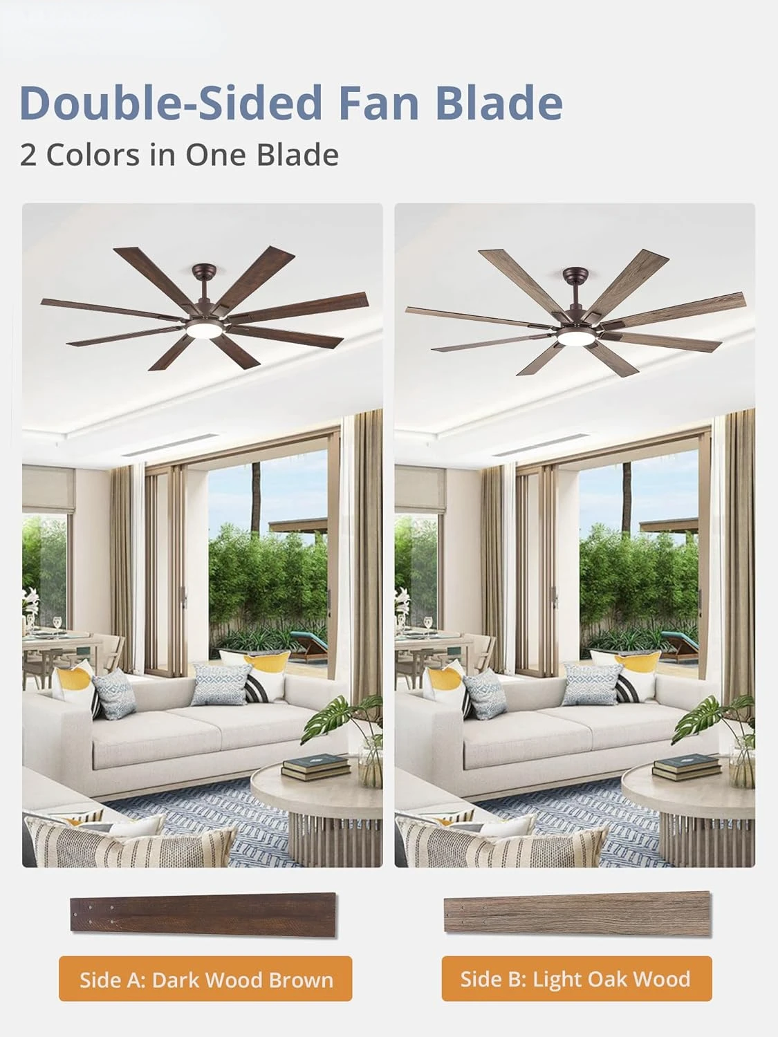 72 inch Oil Rubbed Bronze Ceiling Fans with Lights and Remote, Indoor/Outdoor Farmhouse Ceiling Fan for Living Room Patio