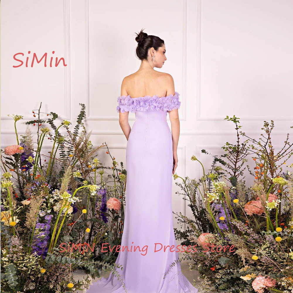 Simin Saudi Strapless Flower Mermaid Backless Crepe Sleeveless Zipper Up Floor-Length Arab Evening Party dresses for women 2024