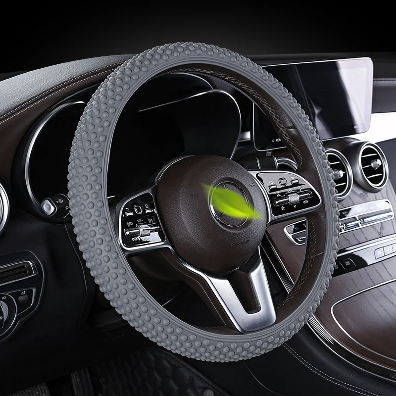 Universal Silicone Car Steering Wheel Cover Massage Steering Wheel Cover Comfortable Non-slip Wear- Resisting