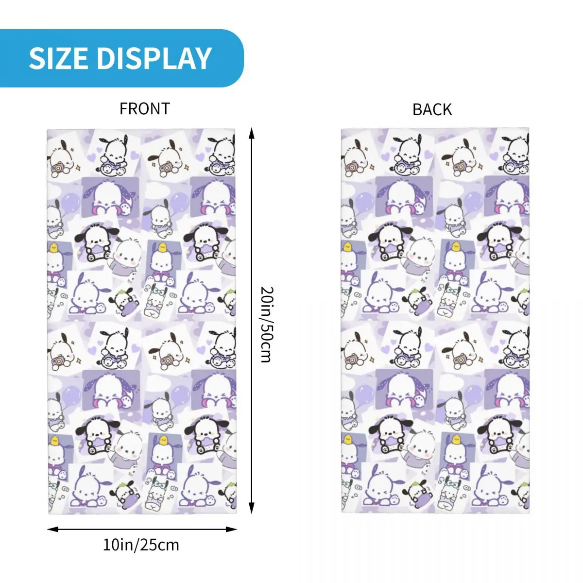 Custom Cute Pochacco Pattern Bandana Winter Neck Warmer Women Windproof Wrap Face Scarf for Ski Comic Hot Gaiter Headband