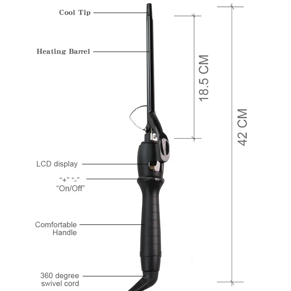 高品質カーリングアイロン-32mm-ビッグウェーブカーリングアイロン-エッグロール電気ヘアアイロン-女性用両用-ブラック-レイジーアーティファクト