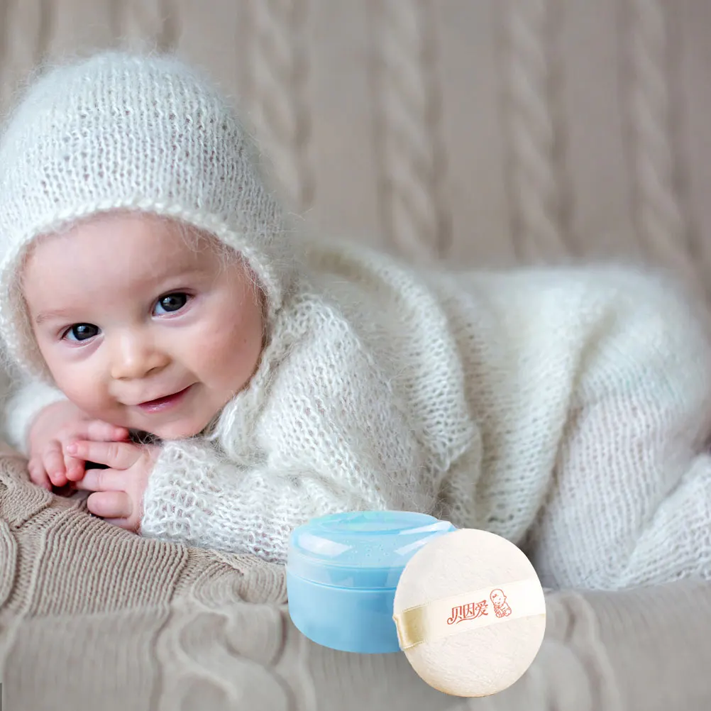 

2Pcs Baby Storage Container Box Sponge ABS Newborn Easy Home Delicate No Deformation Storage Container Makeup Puff