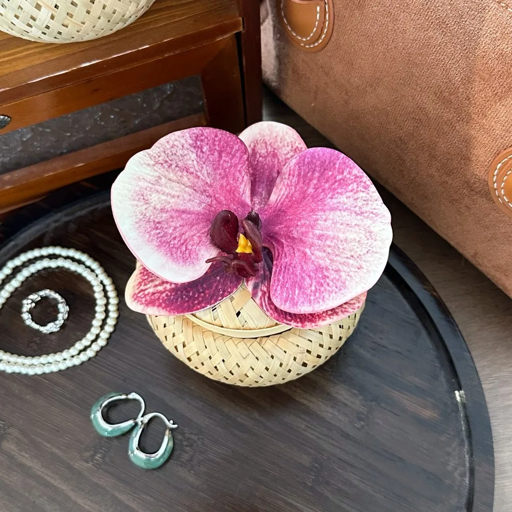 

Large Capacity Bamboo Weave Jewelry Box Flower Jewelry Case Jewelry Display Tray Storage Box Earrings Earring Organizer