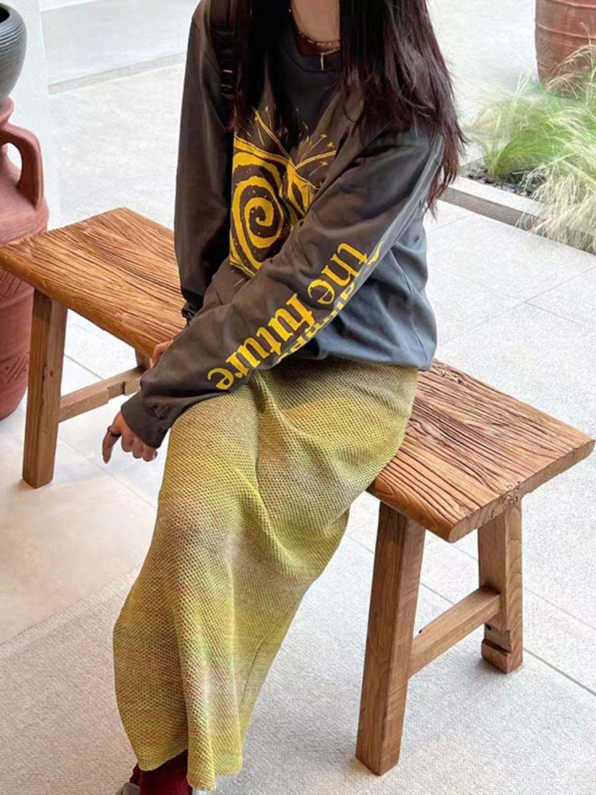 

Женская футболка свободного кроя с длинным рукавом из хлопка, с вышивкой и принтом в скандинавском стиле, универсальная повседневная модель