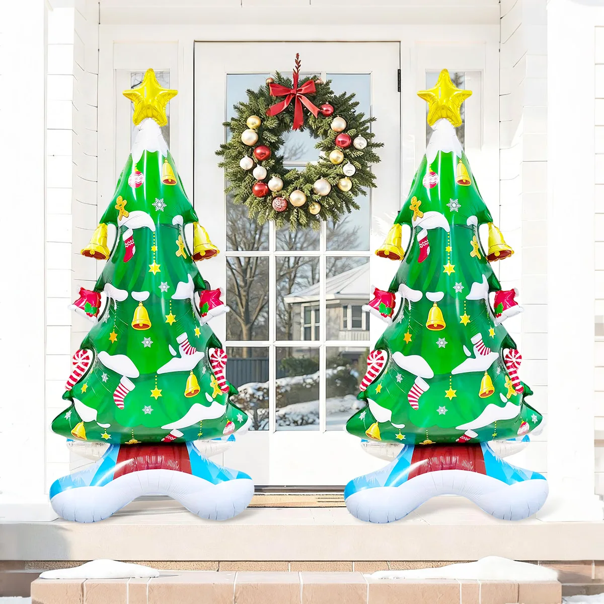 1 unidad de globos para árbol de Navidad, incluida un árbol de Navidad con campanas y medias, apto para adornos navideños.