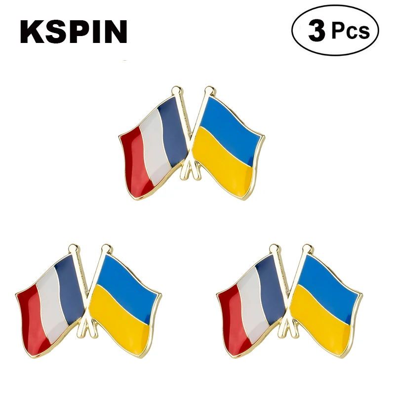 France and Ukraine Flag Lapel Pin Friendship Flag Badge Flag pin