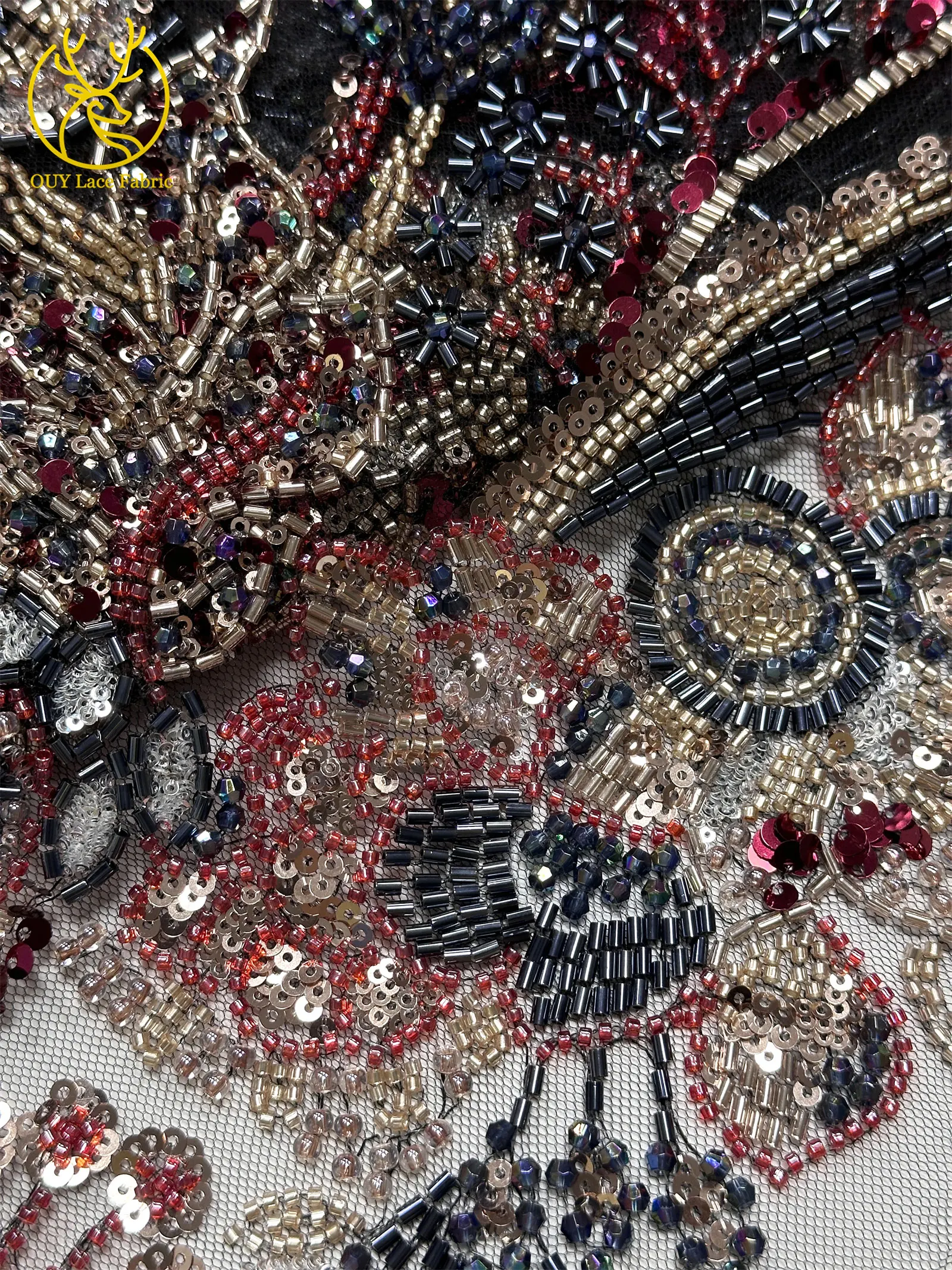 Afrikanische Brautstickerei, schwerer Perlen-Spitzenstoff, 2026 Französische Pailletten-Tüllspitze für nigerianische Damen, Party- und Ballkleider zum Nähen – Detail 33
