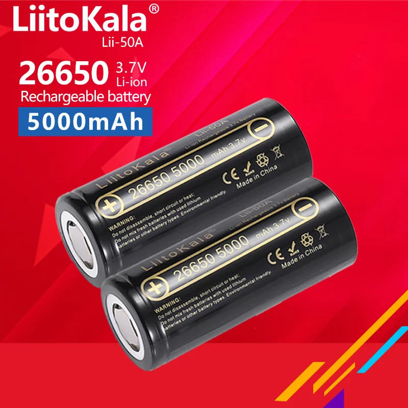 1-16 sztuk LiitoKala Lii-50A 26650 5000mAh akumulator litowy o dużej pojemności 3.7V do latarki power Bank akumulator litowo-jonowy