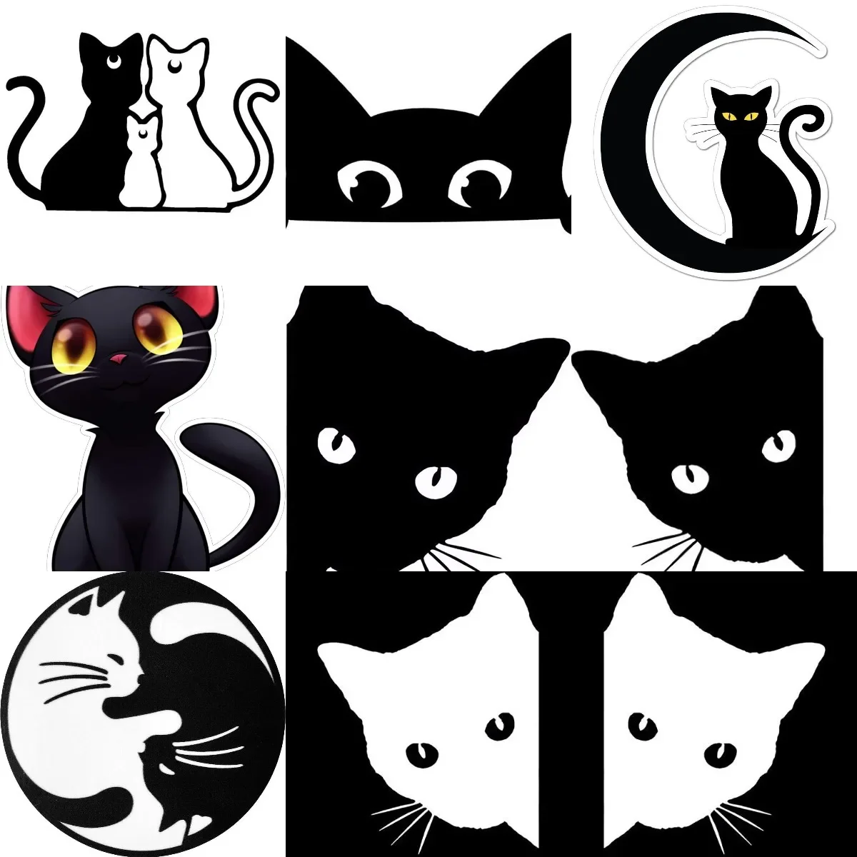 

Black Cat Cute Creative Personalized PVC Stickers Accessories for Decorate Car Bicycle Wall Room Van Off-road Racing Helmet