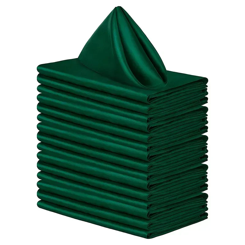 50pcs Satin Napkin 43cm*43cm Serving Table Decor Dinner Towel for Wedding Party Home Hotel Christmas decor Table Napkins Green