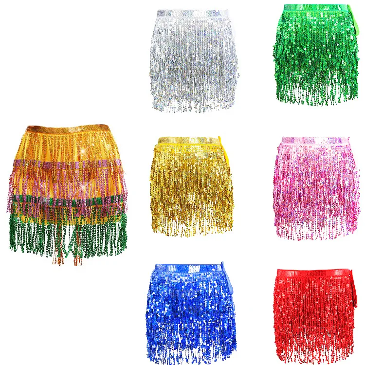 

Женская юбка для танца живота, шарф с оборками и бахромой, высокоэластичный костюм для выступлений на карнавал