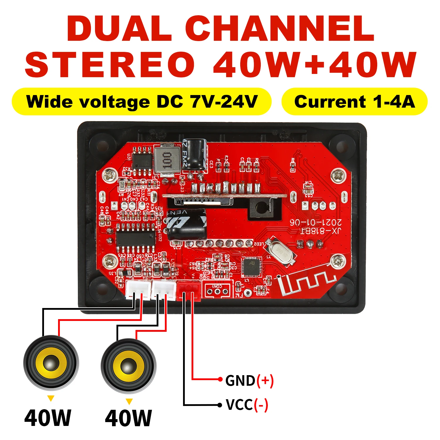 Bluetooth 5.0 MP3 Decoder Board 2*40W 80W Amplifier Audio Player 12V DIY MP3 Player Car FM Radio Module TF USB Mic Record Call