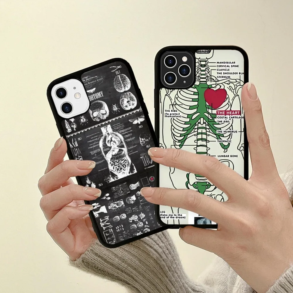 

Радиологические человеческие органы Чехол для телефона со скелетом и черепом Силиконовый чехол из ПК + ТПУ для Samsung S10 20, 30, 22, 23, 24 Plus Lite Ultra Cover