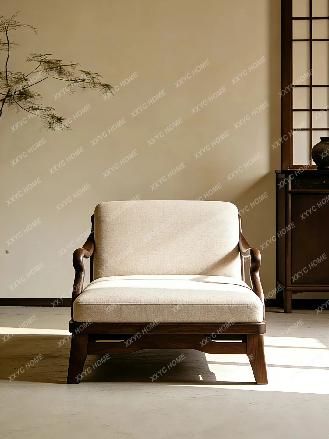 

Sofa Chair Zen Leisure Chair Living Room Balcony Solid Wood Single