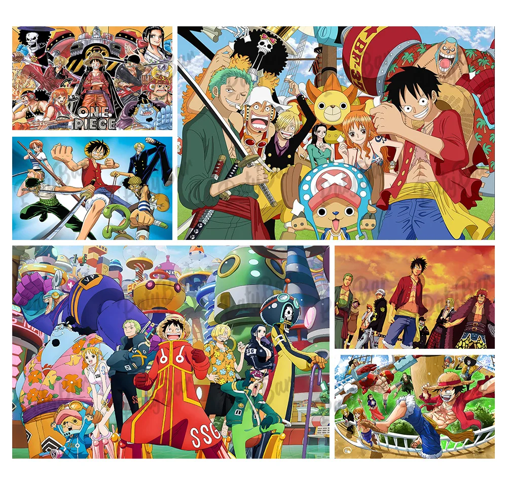 Pirate One Piece Background for Kids Birthday Backdrop Popular Anime Luffy Sauron Polyester Vinyl Photo Decorate Props