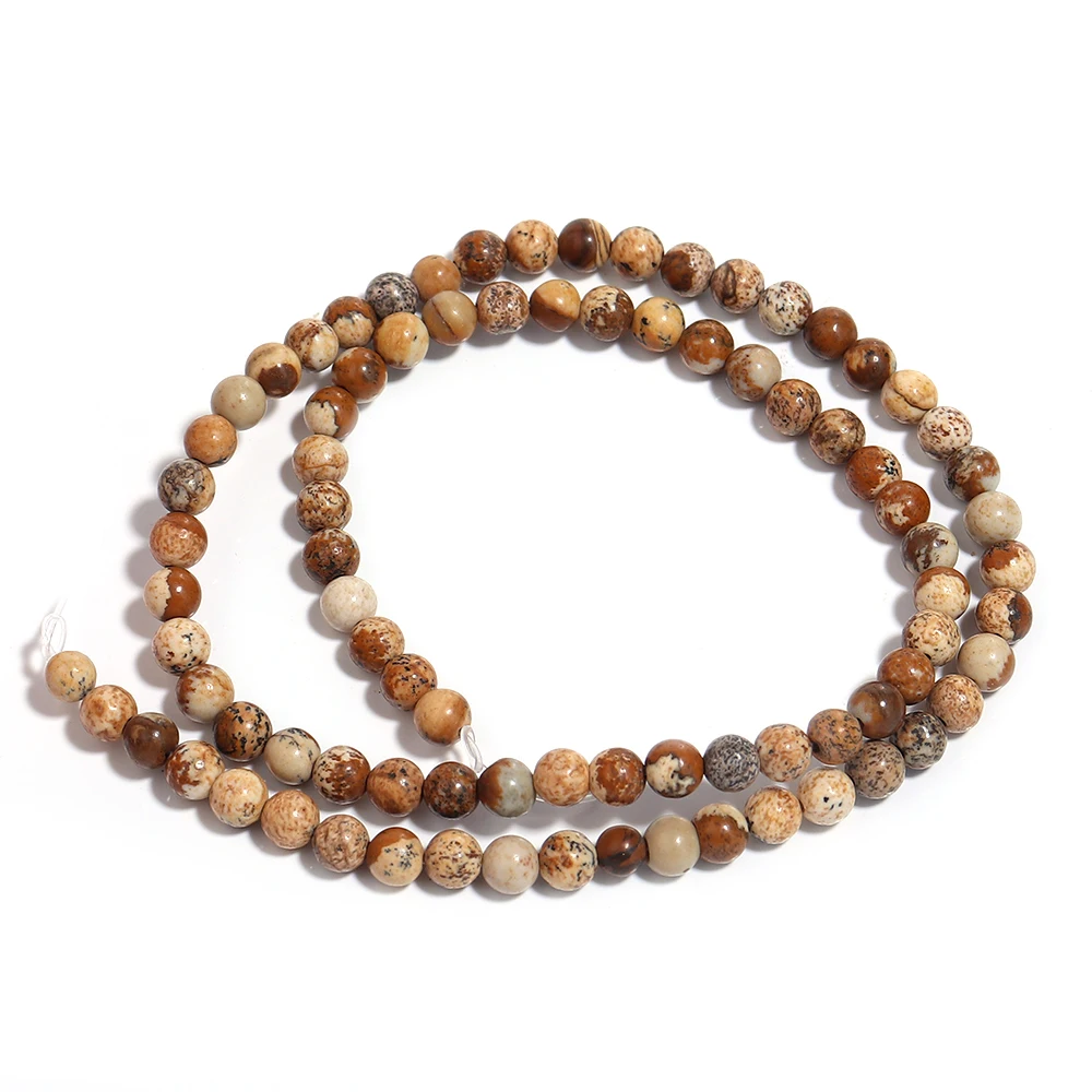 Natural Picture Jasper Round Beads for DIY Jewellery Making