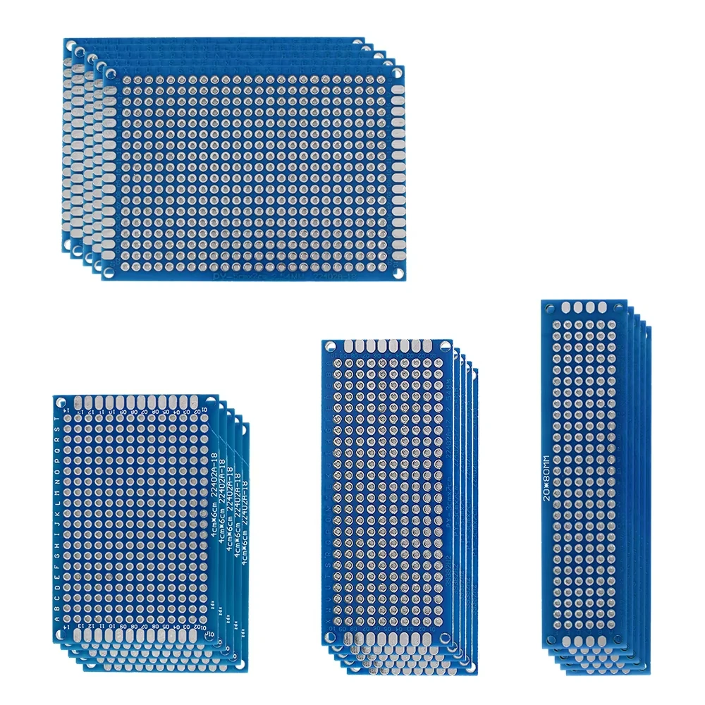 20 sztuk/partia dwustronny zestaw PCB płytka prototypowa 2x8 3x7 4x6 5x7cm uniwersalny PCB eksperyment niebieski prototyp płytki drukowanej Diy