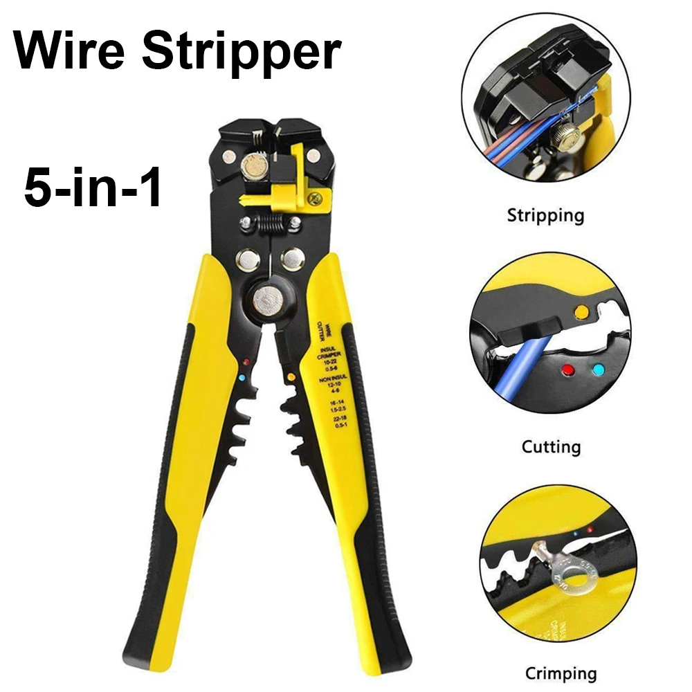 Wire Stripper 5-In-1 Electrician Pliers Tool Wire Cutter Multi-Function Automatic Wire Stripper Crimping Pliers Home DIY Pliers