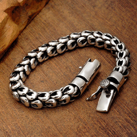 HX European and American Fashion Light Luxury Bracelet Trendy Male Personality Thick Dragon Scale Retro Jewelry Birthday Gift