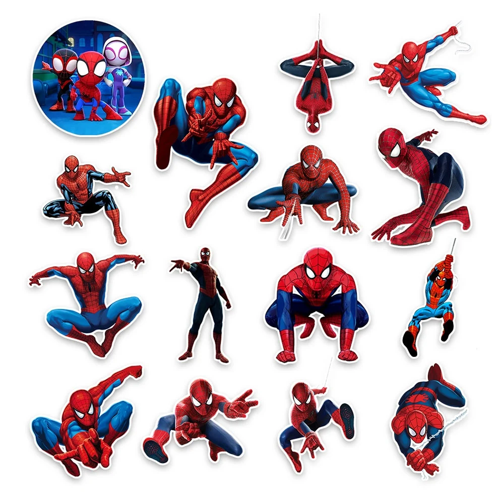 60 قطعة من ملصقات الرسوم المتحركة لفيلم الرسوم المتحركة Spider Man PVC لوح التزلج والقرطاسية والكمبيوتر المحمول ملصق تزيين ذاتي الصنع هدية العيد